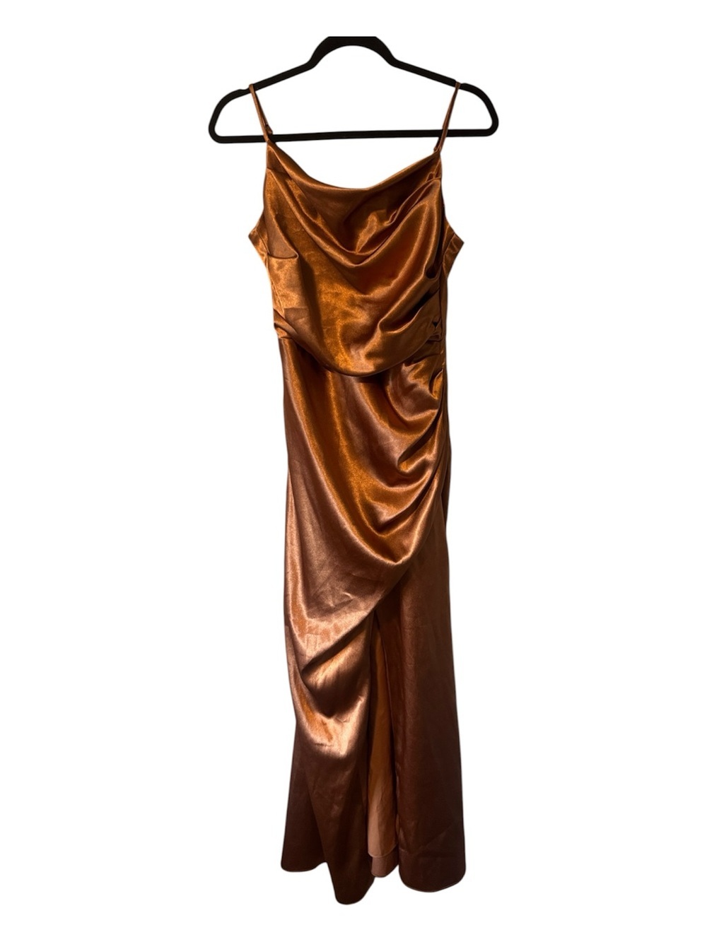 Birdy Grey Lydia Dress in Shiny Satin Rust - Picture 2 of 8